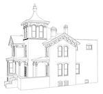 Old house in Victorian style. Illustration on white background. Species from different sides