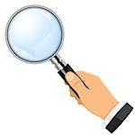 3D Realistic Magnifying Glass Magnifier in businessman hand. Isolated vector illustration