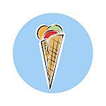 Hand drawn ice cream cone colorful icon or banner . Vector isolated