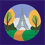 Eiffel tower in Paris for travel design. Vector illustration or banner