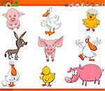 Cartoon Illustration of Funny Comic Farm Animal Characters Set