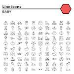 Baby Thin Line Related Icons Set on White Background. Simple Mono Linear Pictogram Pack Stroke Vector Logo Concept for Web Graphics.