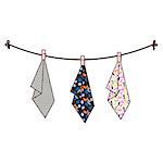 Hanging towels on rope vector illustration. Drying kitchen stuff napkins.