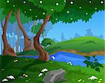Cartoon spring background, for a game art