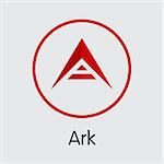 ARK Coin - Vector Icon of Virtual Currency. Criptocurrency Blockchain Icon on Grey Background. Virtual Currency. Vector Trading sign: ARK.