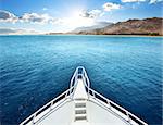 Motor yacht in a bay of the red sea. Egypt