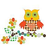 Cartoon owl in patchwork style