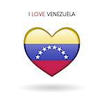 Love Venezuela symbol. Flag Heart Glossy icon on a white background isolated vector illustration eps10