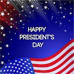 Vector Presidents Day card. National american holiday illustration with USA flag on black background. Festive poster or banner .