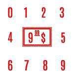 Set grunge numbers from zero to nine for price tags, isolated on white background, vector illustration.