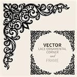 Floral frame border. Decorative lace design element and fancy page ornament. Vector illustration