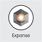 Expanse - Vector Icon of Virtual Currency. Criptocurrency Blockchain Icon on Grey Background. Digital Currency Concept. Vector Trading sign: EXP.
