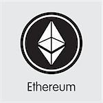 Ethereum - Cryptocurrency Concept. Vector Colored Logo of Ethereum. Digital Currency Simbol. Vector illustration of Ethereum Cryptocurrency Icon on Grey Background. Vector Trading sign: ETH