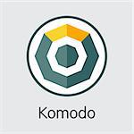 Komodo - Vector Colored Icon of Virtual Currency Logo on Grey Background. Cryptocurrency Concept. Vector Trading sign: KMD