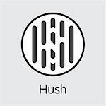 Cryptocurrency Concept. Vector Colored Logo of Hush. Digital Currency Simbol. Vector illustration of Hush Cryptocurrency Icon on Grey Background. Vector Trading sign: HUSH