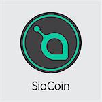 Siacoin - Cryptocurrency Concept. Colored Vector Icon Logo and Name of Virtual Currency on Grey Background. Vector Trading Sign for Exchange: SC