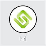 Pirl - Digital Currency Simbol. Vector illustration of Cryptocurrency Icon on Grey Background. Vector Trading sign: PIRL