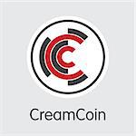 Vector Creamcoin Crypto Currency Coin Image. Mining, Coin, Exchange. Vector Colored Logo of CRM.