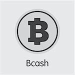 Bcash: Blockchain Based Secure Virtual Currency. Isolated on Grey BCH Vector Pictogram Symbol.