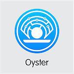 Oyster - Virtual Currency Symbol. Vector Colored Logo of Crypto Currency Icon on Grey Background. Vector Coin Symbol: PRL.