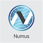 Numus - Cryptocurrency Coin Image. Vector Trading Sign of Digital Currency Icon on Grey Background. Vector Coin Symbol: NMS.