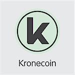 Kronecoin. Digital Currency. KRONE Colored Logo Isolated on Grey Background. Stock Vector Sign Icon.