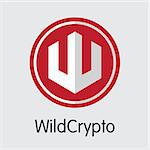 Wildcrypto - Virtual Currency Graphic Symbol. Vector Colored Logo of Crypto Currency Icon on Grey Background. Vector Coin Pictogram: WILD.
