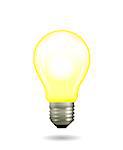 Bright glowing and shining yellow light bulb. Vector illustration
