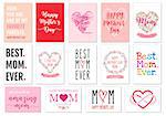 Mother's day cards with hand-drawn graphic design elements, vector set
