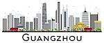 Guangzhou China City Skyline with Gray Buildings Isolated on White Background. Vector Illustration. Business Travel and Tourism Concept with Modern Buildings. Guangzhou Cityscape with Landmarks.