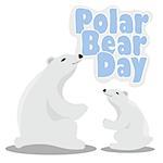 International Polar Bear Day poster. Illustration of cute Polar Bear. Polar bear greeting card.