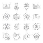 Blockchain cryptocurrency line icon set included the icons as e wallet digital block money. Editable Stroke. EPS 10