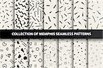 Set of memphis seamless patterns. Fashion 80-90s. You can find seamless backgrounds in swatches panel.