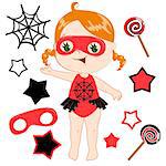 Cute superhero girl vector clip art set.