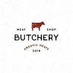 vintage butchery logo. retro styled meat shop emblem, badge, design element, logotype template. vector illustration