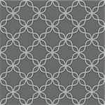 Quatrefoil line seamless gray vector pattern. Geometric repeating background.