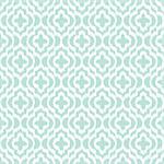 Blue ikat qatrefoil seamless vector pattern. Geometric repeating background.