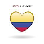 Love Colombia symbol. Flag Heart Glossy icon on a white background isolated vector illustration eps10