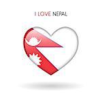 Love Nepal symbol. Flag Heart Glossy icon on a white background isolated vector illustration eps10