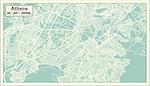 Athens Greece Map in Retro Style. Vector Illustration. Outline Map.