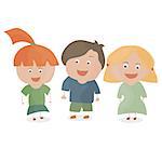 Boy and two girls. Funny cartoon and vector teen characters.