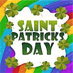 Saint Patricks Day Invitation Card Design on rainbow Background. Vector Illustration.