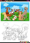 Cartoon Illustration of Funny Dogs Animal Characters Group Coloring Book Activity