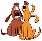 Cartoon Illustration of Two Dogs Animal Characters Barking or Howling