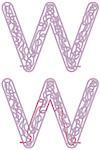 Maze in the shape of capital letter W - worksheet for learning alphabet