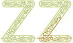 Maze in the shape of capital letter Z - worksheet for learning alphabet