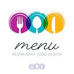 Abstract restaurant menu design with cutlery signs logo