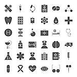 Medicine Solid Web Icons. Vector Set of Healthcare Glyphs.