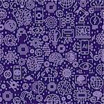 Line Seamless pattern. Vector illustration background with tiles. Icons on artificial intelligence theme. ESP 10