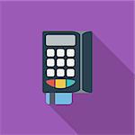 POS terminal icon. Flat vector related icon with long shadow for web and mobile applications. It can be used as - logo, pictogram, icon, infographic element. Vector Illustration.